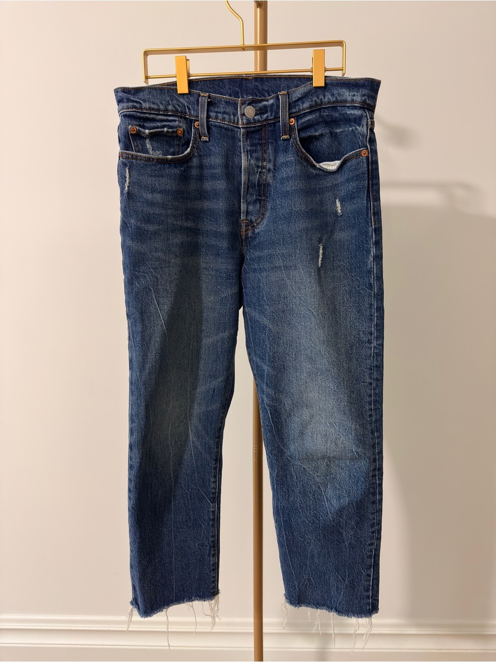 Levi's Dark Wash 90s Jeans Size 30 Frayed Hem Button Fly High Rise